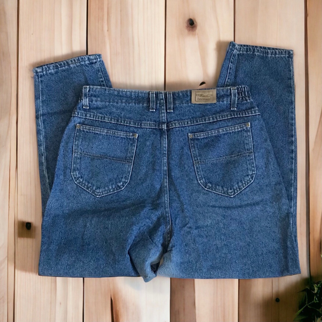 Vtg Ll Bean High Rise Adjustable Waist Blue Jeans Sz 16r 80’s Good Condition